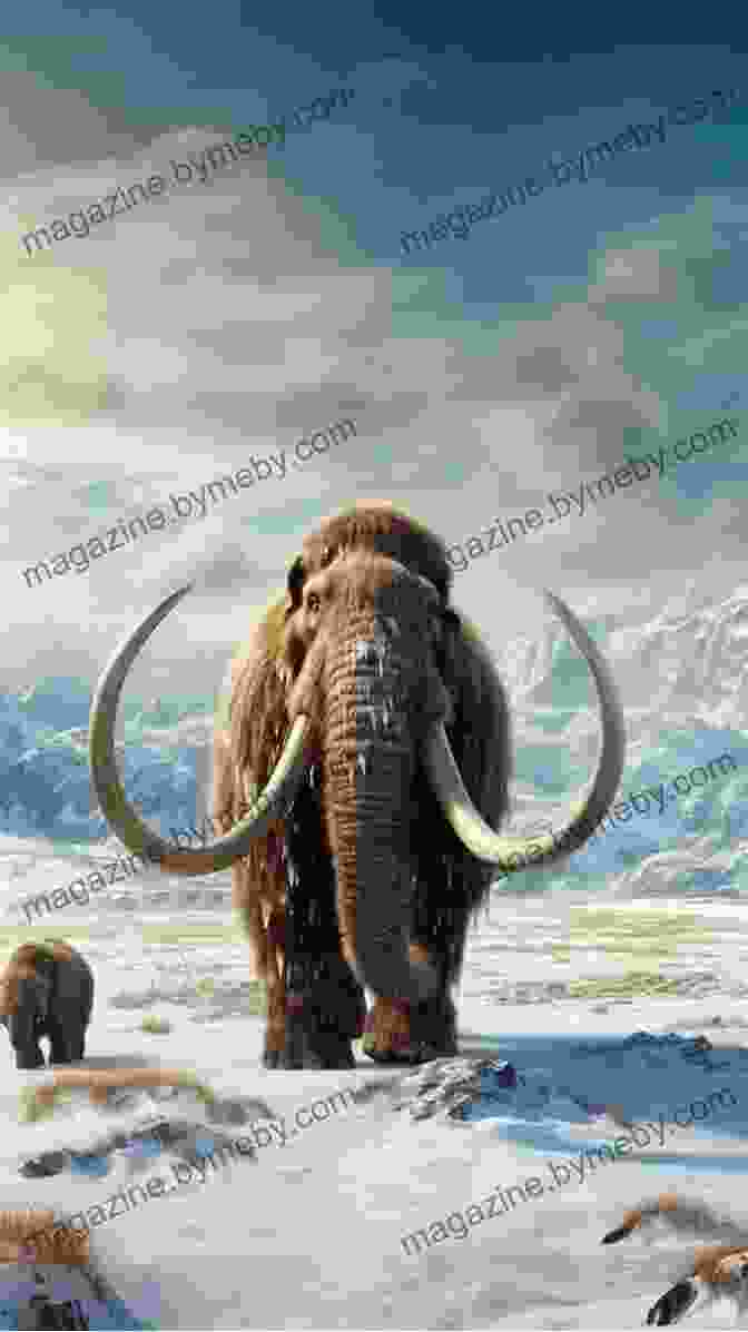 A Massive Woolly Mammoth, Towering Over A Human, With Long, Curved Tusks And Thick, Shaggy Fur Ice Age Giants Of The South (Southern Fossil Discoveries)