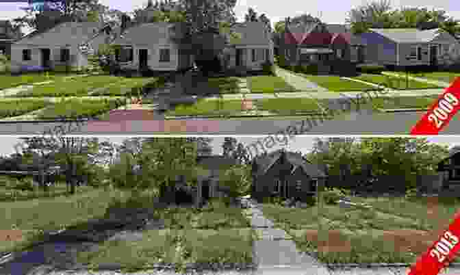 A Photo Of A Declining Suburban Neighborhood With Abandoned Homes And Overgrown Lawns. The End Of The Suburbs: Where The American Dream Is Moving